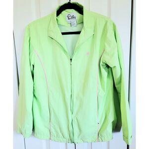 Lilly Pulitzer S Women Full Zip Windbreaker Lime Green‎ Lightweight ZIP Pckts